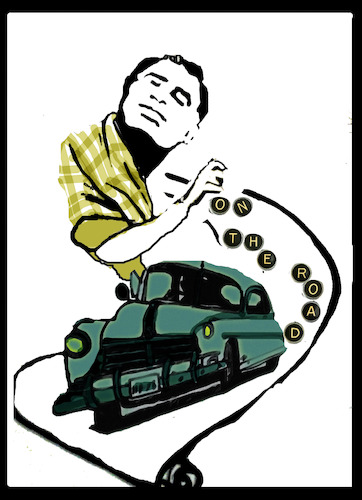 Cartoon: Jack Kerouac (medium) by Carma tagged jack,kerouac,on,the,road