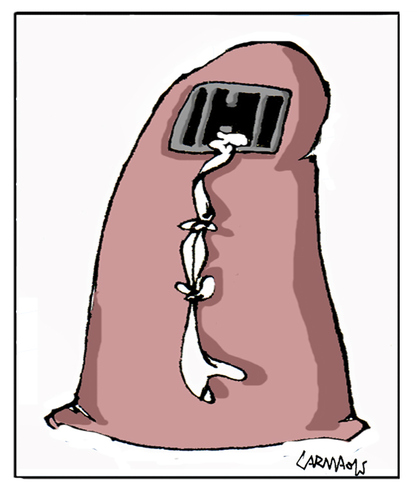 Cartoon: Go Out (medium) by Carma tagged society,man,and,woman,prison,cells,human,rights,emancipation,women,burqa