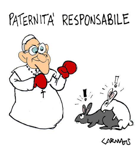 Cartoon: Responsible Paternity (medium) by Carma tagged cartoon,pope,francis,vatican,paternity,religion,catholicism,animals,politics,society,family