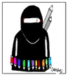 Cartoon: Fighting with pencils (small) by Carma tagged terrorism,charlie,hebdo,cartoon,cartoonist,carma,islam,religion,fight,extremism,conflicts