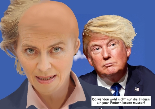 Cartoon: neuer Gedankenaustausch (medium) by Ralf Conrad tagged trump,vanderleyen,außenpolitik