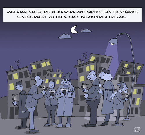 Cartoon: Silvester (medium) by Uliwood tagged silvester,sylvester,neujahr,feuerwerk,böller,2016,jahreswechsel,happy,new,year
