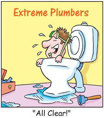 Cartoon: TP0043plumbers (medium) by comicexpress tagged plumber,tradesman,toilet,plumbing,house,repairs,renovations,extreme,sports