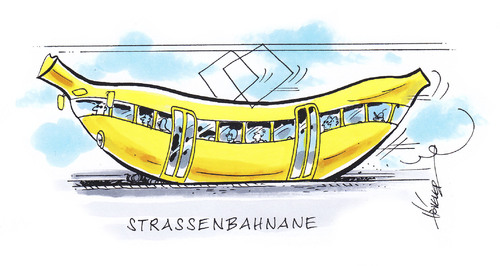 Cartoon: Strassenbahnane (medium) by Hoevelercomics tagged banane,banana,obst,fruit,früchte,ernährung,gesundheit