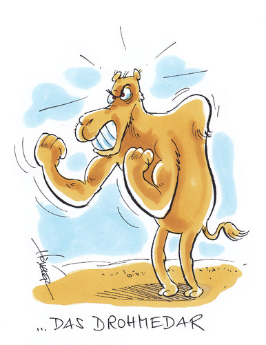 Cartoon: Wer droht denn da? (medium) by Hoevelercomics tagged tier,dromedar,kamel,tiercartoon