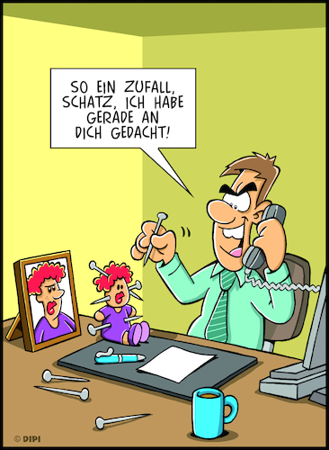 Cartoon: Männer vergessen nie etwas! (medium) by DIPI tagged büro,frau,mann,vooddoo,puppe,nadel,liebe,partner,ehe,büro,frau,mann,vooddoo,puppe,nadel,liebe,partner,ehe