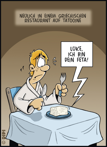 Cartoon: STAR WARS-Happen (medium) by DIPI tagged star,wars,skywalker,luke,feta,restaurant,essen,dinner,star,wars,skywalker,luke,feta,restaurant,essen,dinner