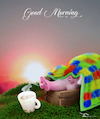 Cartoon: Good Morning (small) by Rüsselhase tagged pig,coffee,sun,goodmorning,poster