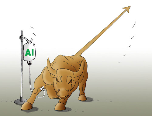 Cartoon: aistreet (medium) by Lubomir Kotrha tagged wall,street,ai,wall,street,ai