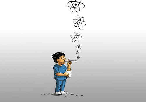 Cartoon: atombublin (medium) by Lubomir Kotrha tagged energy,atom,wind,energy,atom,wind