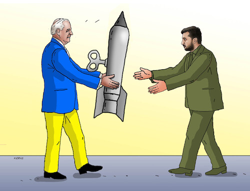 Cartoon: Biden usa ukraine russia missile (medium) by Lubomir Kotrha tagged biden,usa,ukraine,russia,missiles,atacms,biden,usa,ukraine,russia,missiles,atacms