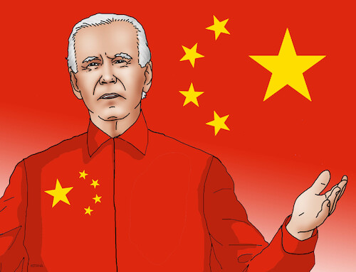 Cartoon: bidenred (medium) by Lubomir Kotrha tagged world,usa,china,peace,war,economy,world,usa,china,peace,war,economy