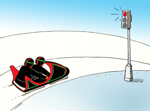 Cartoon: bobstop (medium) by Lubomir Kotrha tagged winter,olympic,games,2022,china,winter,olympic,games,2022,china