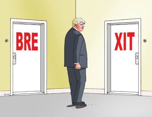 Cartoon: brexdvere (medium) by Lubomir Kotrha tagged eu,brexit,great,britain,boris,johnson,euro,libra
