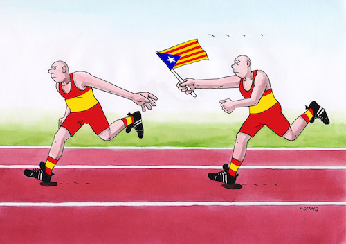 Cartoon: catalatlet (medium) by Lubomir Kotrha tagged catalonia,independence,spain,europa,barcelona,madrid