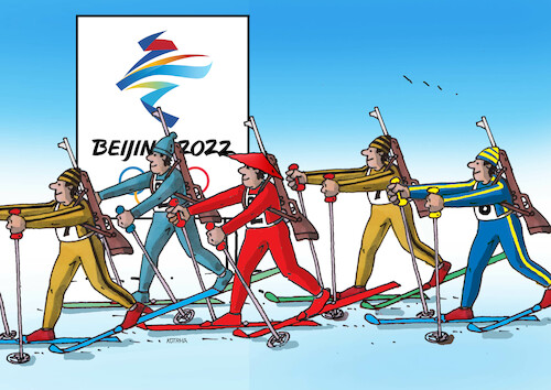 Cartoon: chinabiat (medium) by Lubomir Kotrha tagged winter,olympic,games,2022,china,peking,winter,olympic,games,2022,china,peking