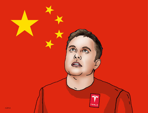 Cartoon: chinamusk (medium) by Lubomir Kotrha tagged china,musk,elon,china,musk,elon