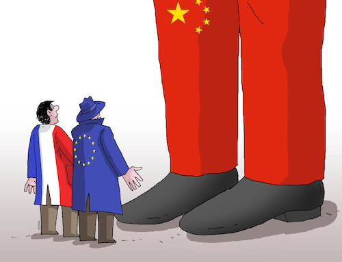 Cartoon: chinarad24a (medium) by Lubomir Kotrha tagged china,eu,macron,leyen,china,eu,macron,leyen