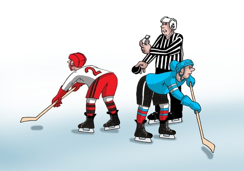 Cartoon: chrbtami (medium) by Lubomir Kotrha tagged hokej,hockey,world,cup