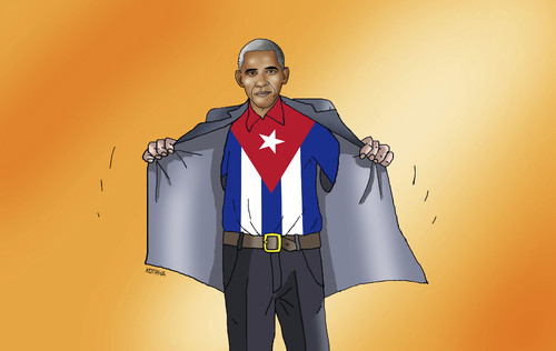Cartoon: cubama (medium) by Lubomir Kotrha tagged obama,castro,kuba,usa,world
