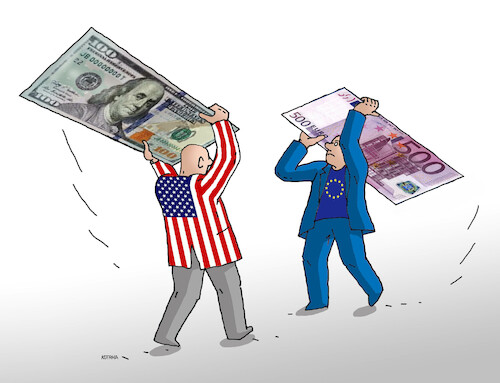 Cartoon: doleuplesk (medium) by Lubomir Kotrha tagged dollar,euro,dollar,euro