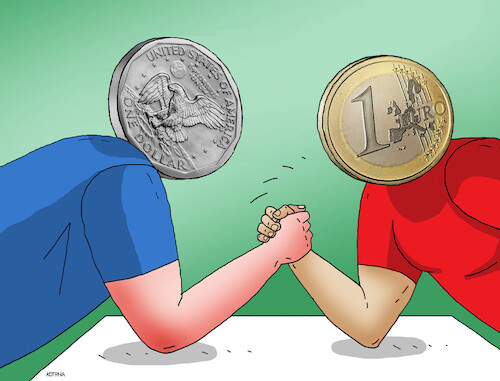 Cartoon: dolleur22 (medium) by Lubomir Kotrha tagged dollar,euro,dollar,euro