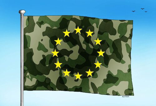Cartoon: euflagmask (medium) by Lubomir Kotrha tagged the,war,weapons,armament,money,european,union,peace,the,war,weapons,armament,money,european,union,peace