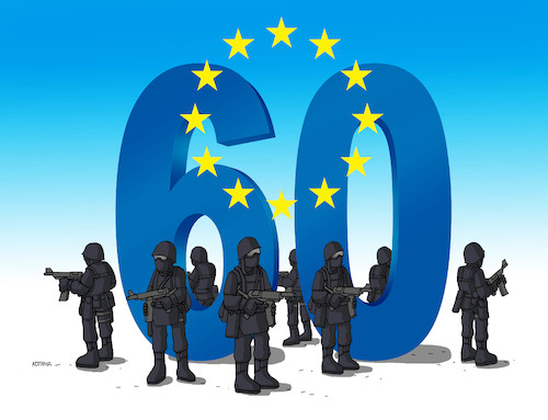 Cartoon: euoslava (medium) by Lubomir Kotrha tagged eu,summit,roma,2017,euro,60,years