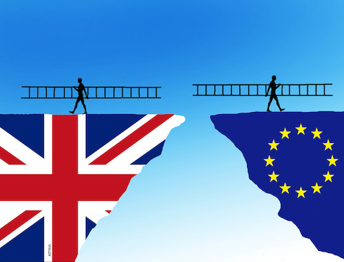 Cartoon: eurozchod17 (medium) by Lubomir Kotrha tagged brexit,eu,euro,libra,dollar,brussel,london