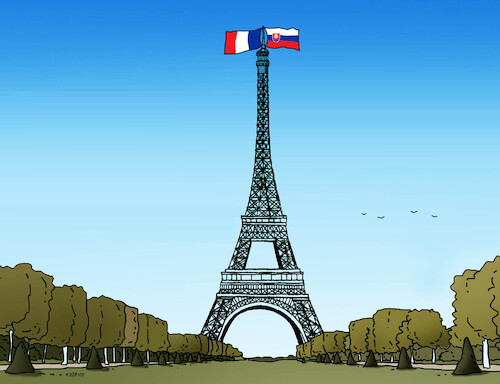 Cartoon: francesk (medium) by Lubomir Kotrha tagged meeting,macron,fico,france,slovakia,meeting,macron,fico,france,slovakia
