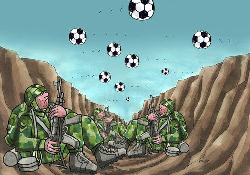 Cartoon: futbalwar (medium) by Lubomir Kotrha tagged soccer