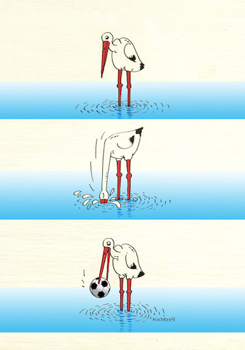 Cartoon: futbocian (medium) by Lubomir Kotrha tagged sport,soccer,water,stork,sport,soccer,water,stork