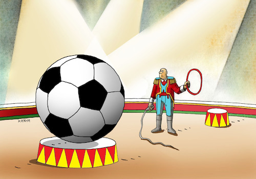 Cartoon: futcirkus (medium) by Lubomir Kotrha tagged qatar,football,championships,qatar,football,championships