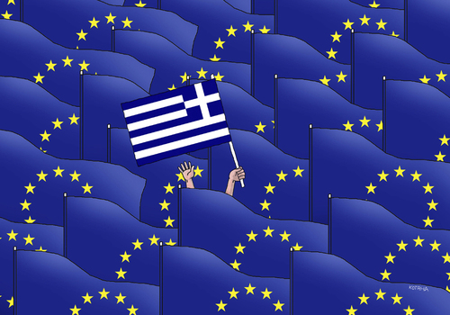 Cartoon: greeflag (medium) by Lubomir Kotrha tagged eu,and,greece,flags