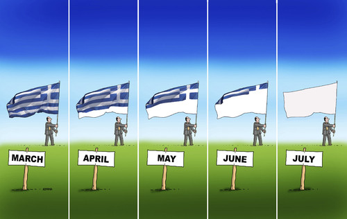 Cartoon: greemarch (medium) by Lubomir Kotrha tagged greece,eu,europe,ecb,syriza,money