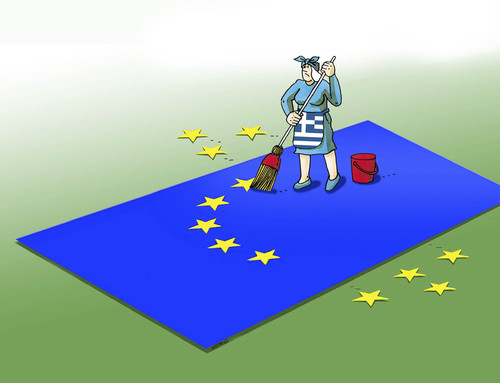 Cartoon: greezametanie (medium) by Lubomir Kotrha tagged greece,eu,referendum,syriza,tsipras,ecb,euro