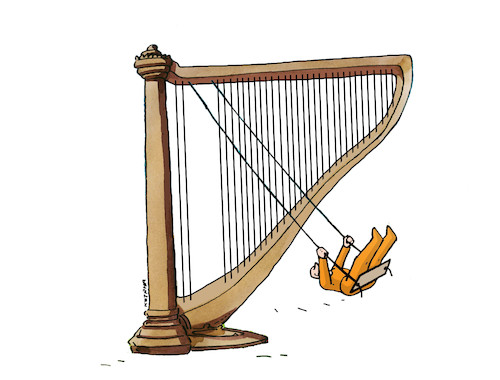 Cartoon: harfhojd (medium) by Lubomir Kotrha tagged music,musical,instruments,harp,music,musical,instruments,harp