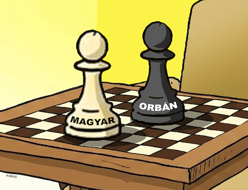 Cartoon: hunorban (medium) by Lubomir Kotrha tagged hungary,elections,orban,magyar,fidesz,tisza,hungary,elections,orban,magyar,fidesz,tisza