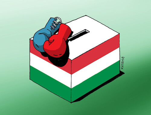 Cartoon: hunvolby26 (medium) by Lubomir Kotrha tagged hungary,elections,orban,magyar,fidesz,tisza,hungary,elections,orban,magyar,fidesz,tisza