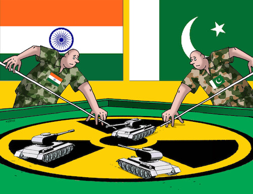 Cartoon: indipakis (medium) by Lubomir Kotrha tagged india,pakistan,water,terorism,war,india,pakistan,water,terorism,war