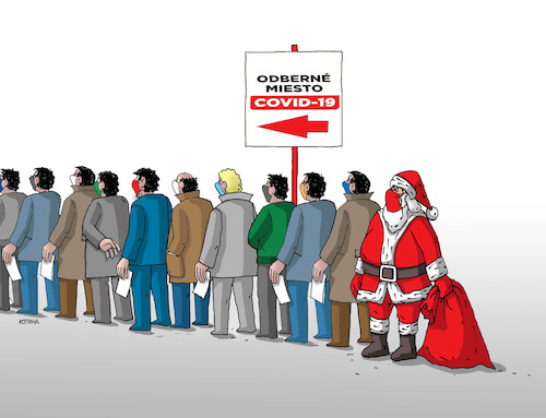 Cartoon: korosanta (medium) by Lubomir Kotrha tagged christmas,santa,claus,winter,covid,christmas,santa,claus,winter,covid