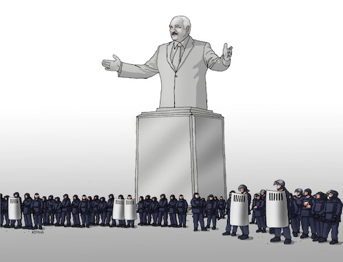 Cartoon: lukaochrana (medium) by Lubomir Kotrha tagged belarus,lukashenko,election,democracy,belarus,lukashenko,election,democracy,weissrussland,präsident,wahlen,demokratie,polizei,milität,denkmal