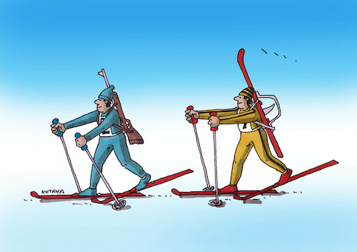 Cartoon: lystrelci (medium) by Lubomir Kotrha tagged winter,olympic,games,2022,china,winter,olympic,games,2022,china