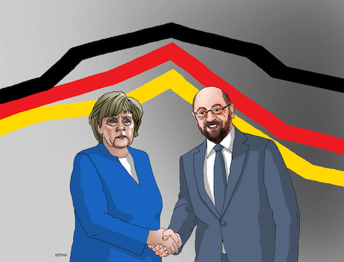 Cartoon: merkelgraf (medium) by Lubomir Kotrha tagged angela,merkel,versusu,martin,schulz,germany,elections,tv,europe