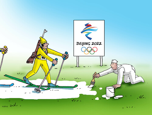 Cartoon: peksneh (medium) by Lubomir Kotrha tagged winter,olympic,games,2022,china,peking,winter,olympic,games,2022,china,peking