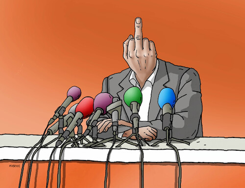 Cartoon: prostred26 (medium) by Lubomir Kotrha tagged press,conference,politicians,journalists,press,conference,politicians,journalists