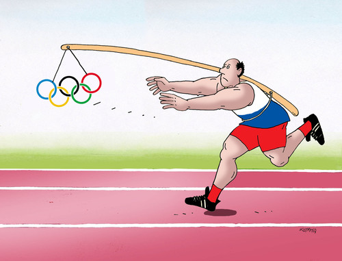 Cartoon: ruskruhy (medium) by Lubomir Kotrha tagged russian,athletes,doping,and,the,olympics