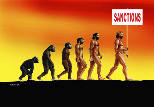 Cartoon: sanctions (medium) by Lubomir Kotrha tagged ukraine,russia,usa,war,world,sanction,putin,obana,peace