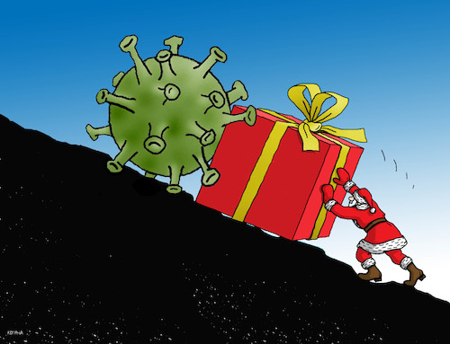Cartoon: santacovid (medium) by Lubomir Kotrha tagged christmas,santa,claus,winter,covid,christmas,santa,claus,winter,covid