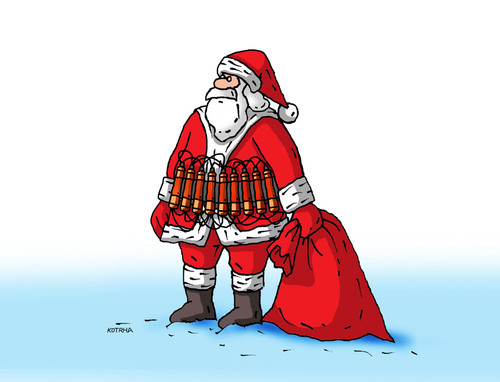 Cartoon: santateror (medium) by Lubomir Kotrha tagged santa,claus,europa,germany,berlin,teror,christmas
